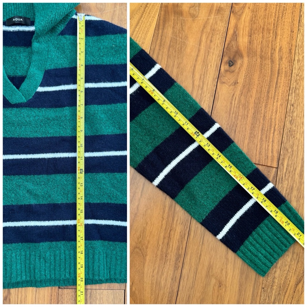 NWT Aqua Striped Polo Sweater - Exclusive In Green Multi size S - Picture 16 of 16
